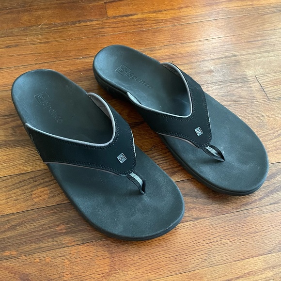 Spenco Yumi Orthotic Arch Support Men's Flip Flop Sandals Pewter/Carbon Size 15 - Picture 1 of 8
